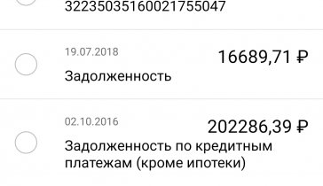 Долги в кредитах